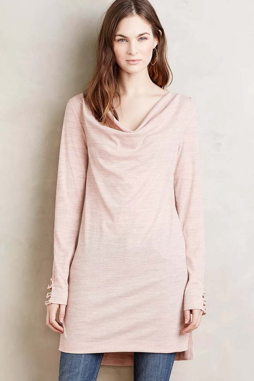 Anthropologie Pure + Good Cowled Jersey Tunic Top